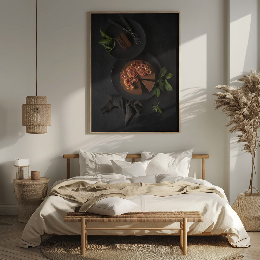 Dark chocolate and nectarine roses Poster