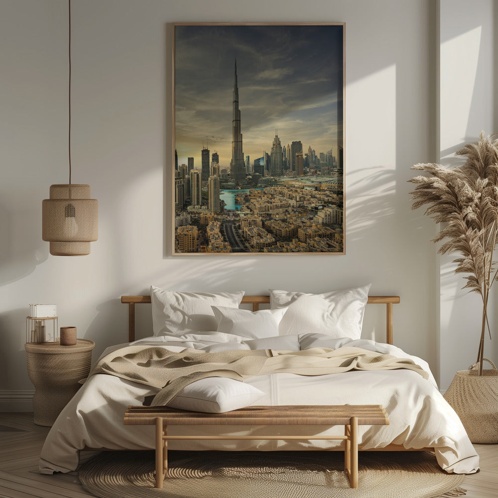 Downtown sunset view Poster