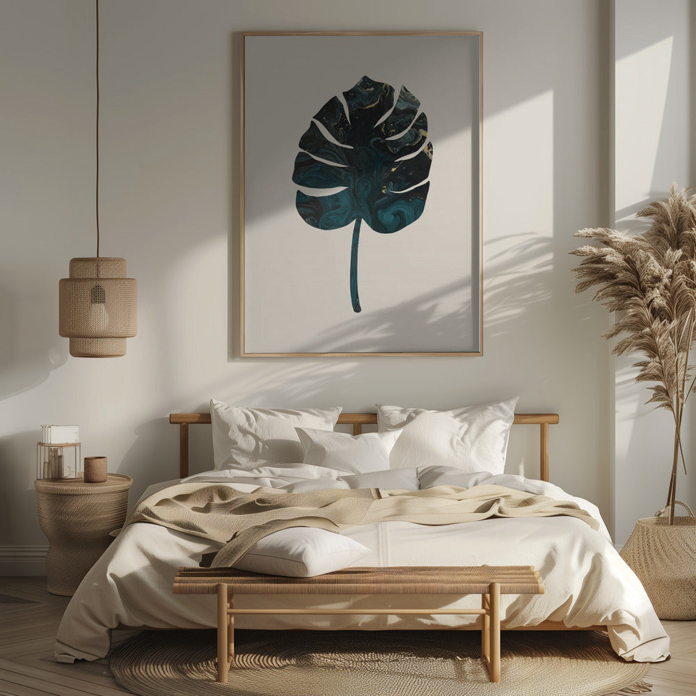 Monstera Marble Green Poster