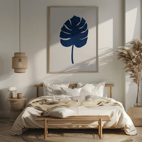 Monstera Marble Blue Poster