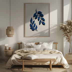 Blue Twig Brush Poster