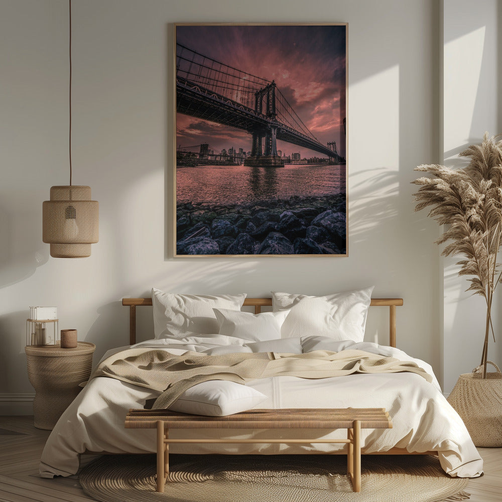 Manhattan Bridge Wide Angle Poster