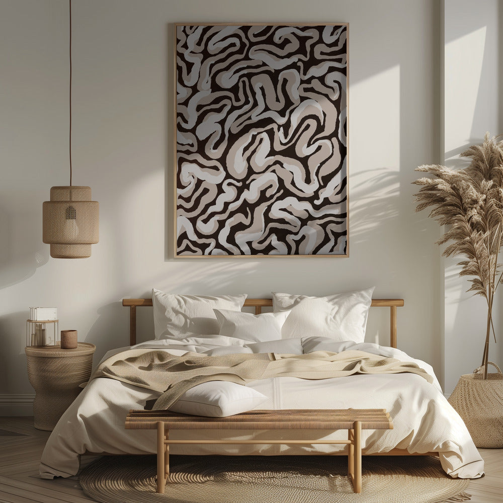 White Beige Pattern Poster