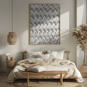 White and Beige ZigZag Pattern Poster