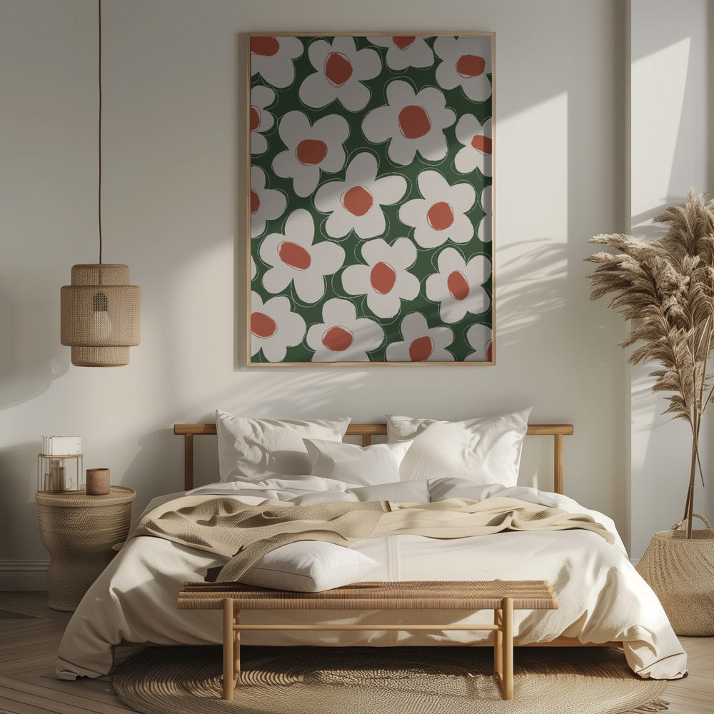 Cute Beige Flower Pattern Poster