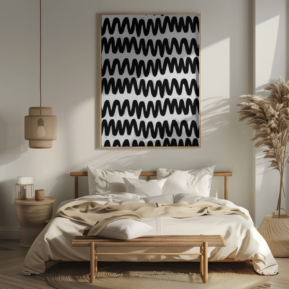 Black Zig Zag Pattern Poster