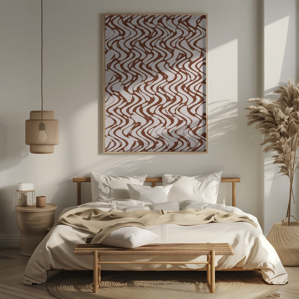 Beige Wavey Zig Zag Pattern Poster