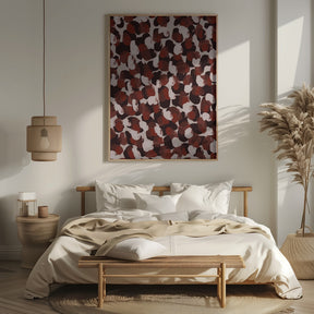 Red Beige Brown Dots Pattern Poster