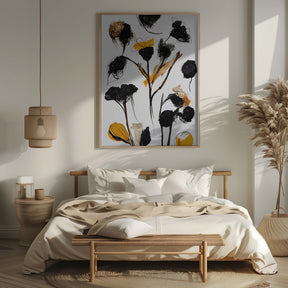 Black Dry Flowers Poster