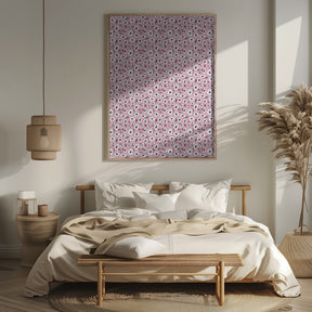 Cute Flowers On Pink Poster