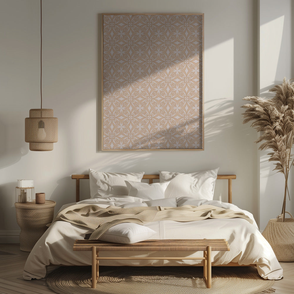 Geometric Beige Tile Pattern Poster