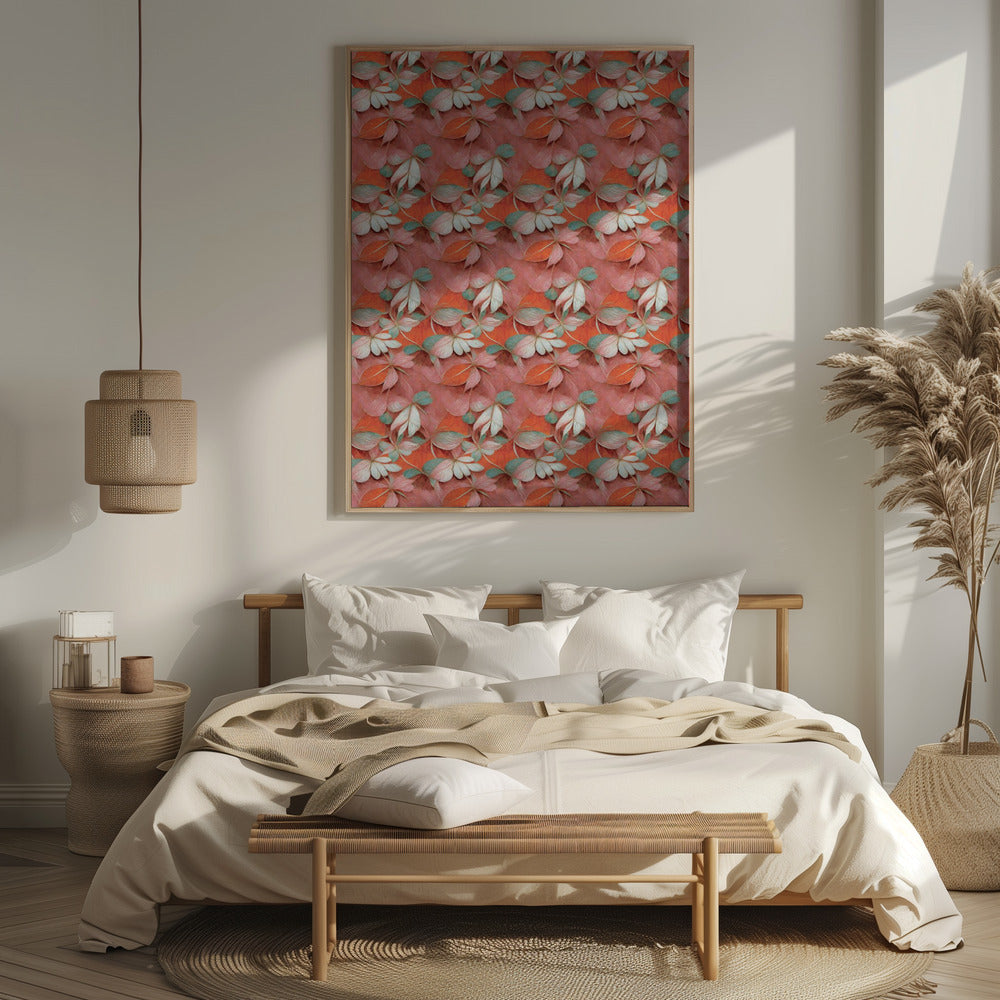 Orange Floral Pattern Poster