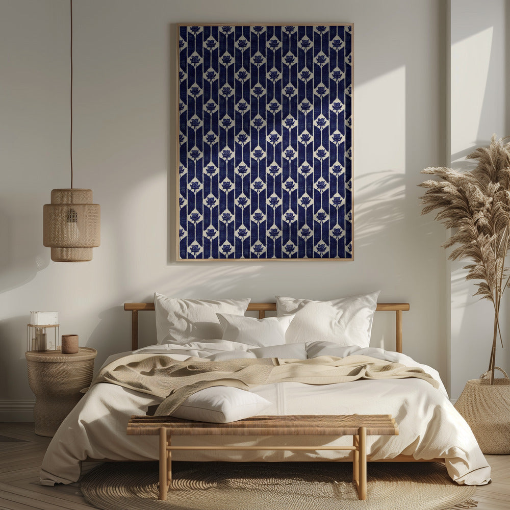 Stitches Blue Pattern Poster