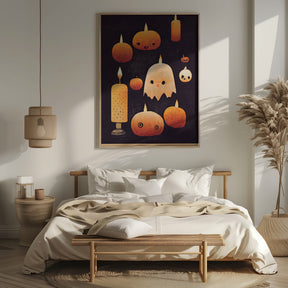 Candles, Pumpkins And A Ghost Poster