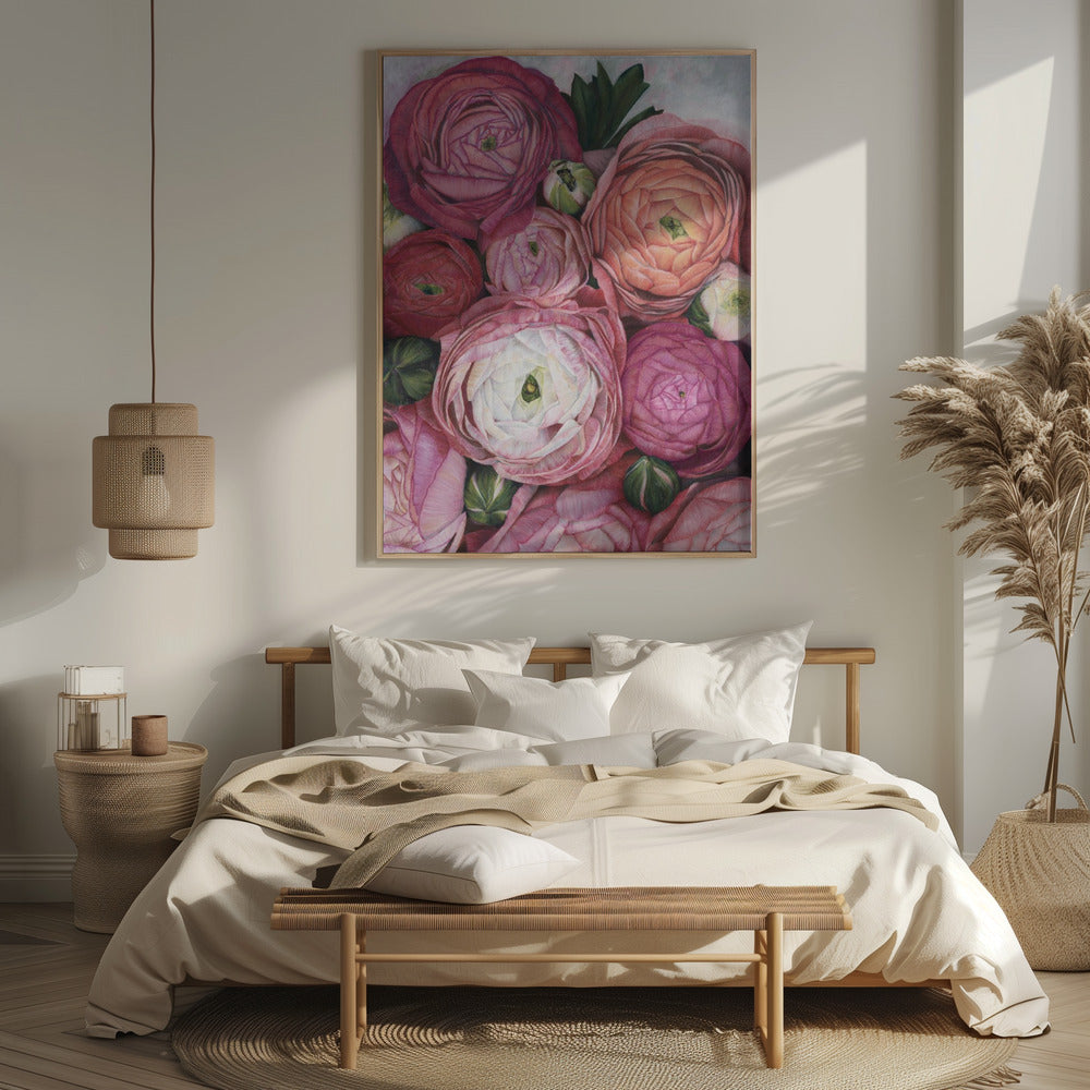 Arleth ranunculus bouquet in warm pink Poster