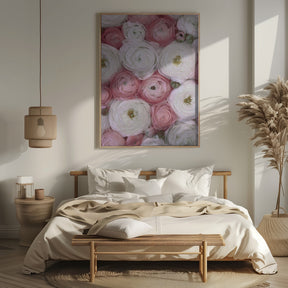 Scattered ranunculus in muted pink II Poster