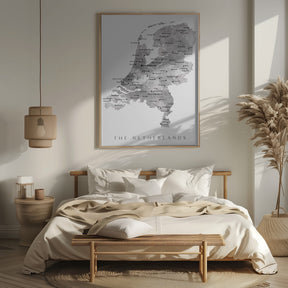 Gray map of the Netherlands Poster