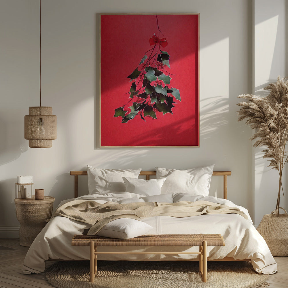 Mistletoe With Red Bow Poster