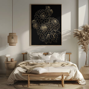 Pacey dahlias bouquet in gold and black Poster