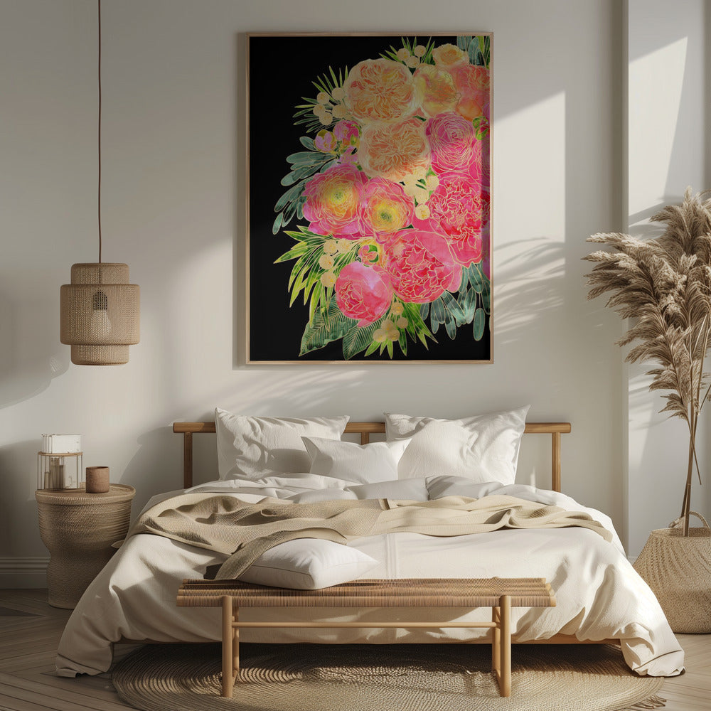 Rekha floral art in bright watercolor Poster