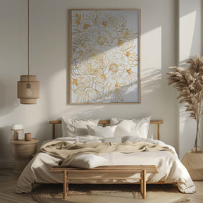 Nanette floral art in gold Poster