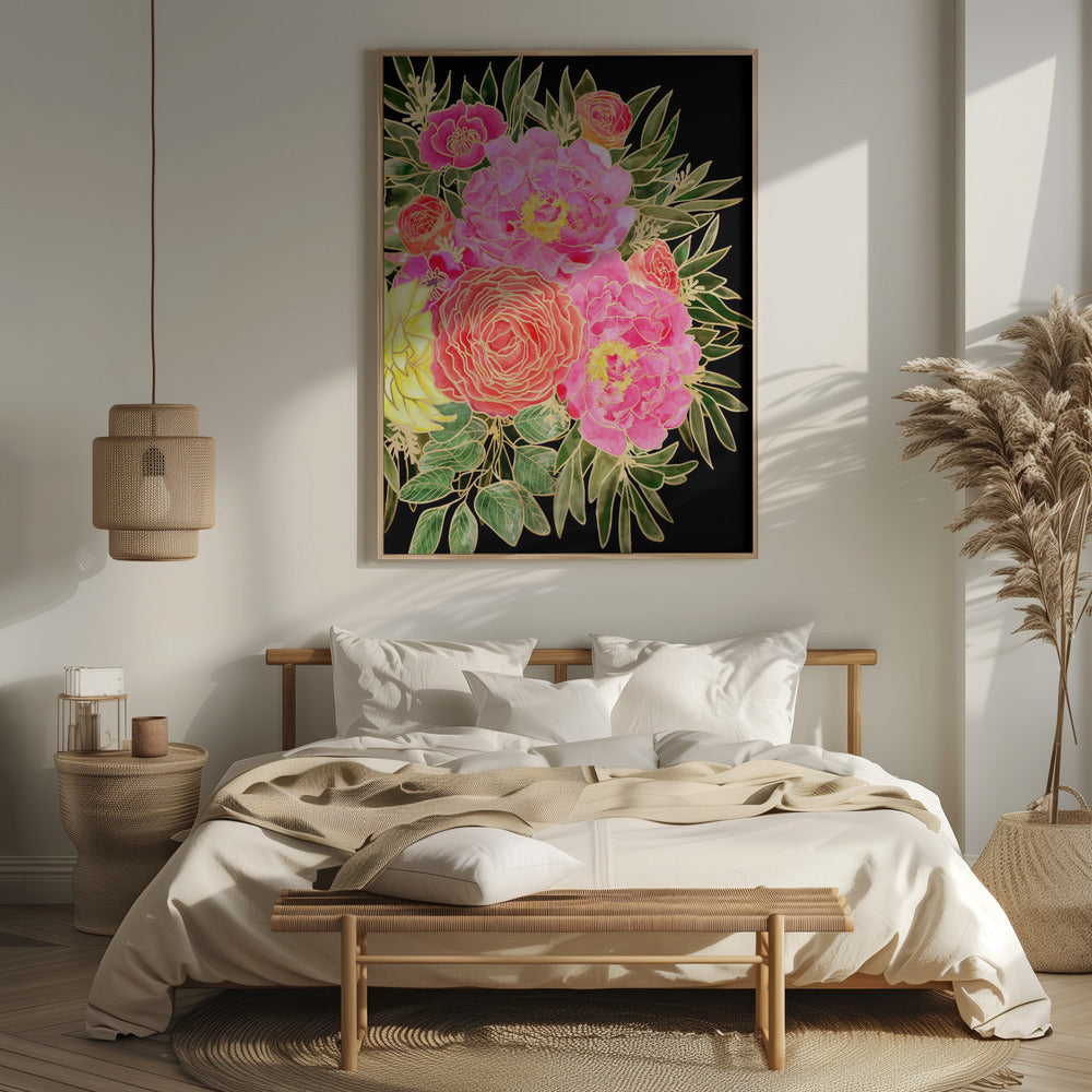 Nanette floral art in bright colors Poster