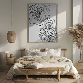 Sally's peonies in black and white Poster