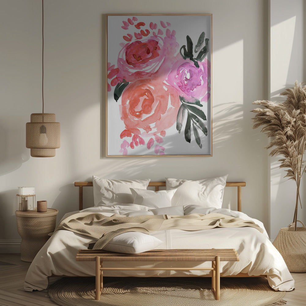 Maeko loose watercolor florals I Poster