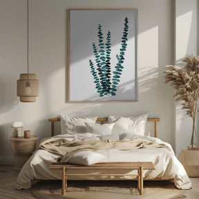 Teal watercolor eucalyptus I Poster