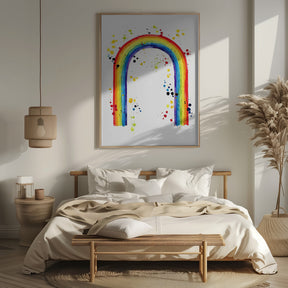 Rainbow watercolor with splatters Poster