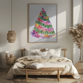 Floral watercolor Christmas tree Poster