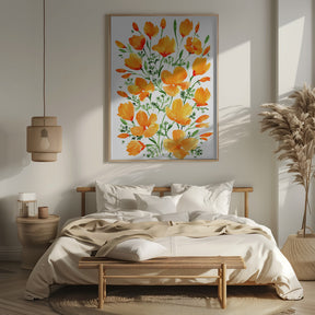 Watercolor California poppies Poster