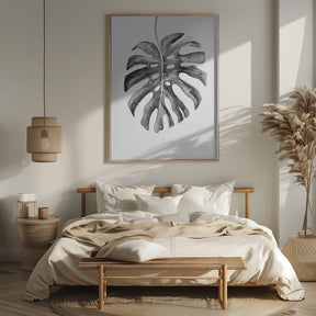 Black and White Monstera Leaf Poster