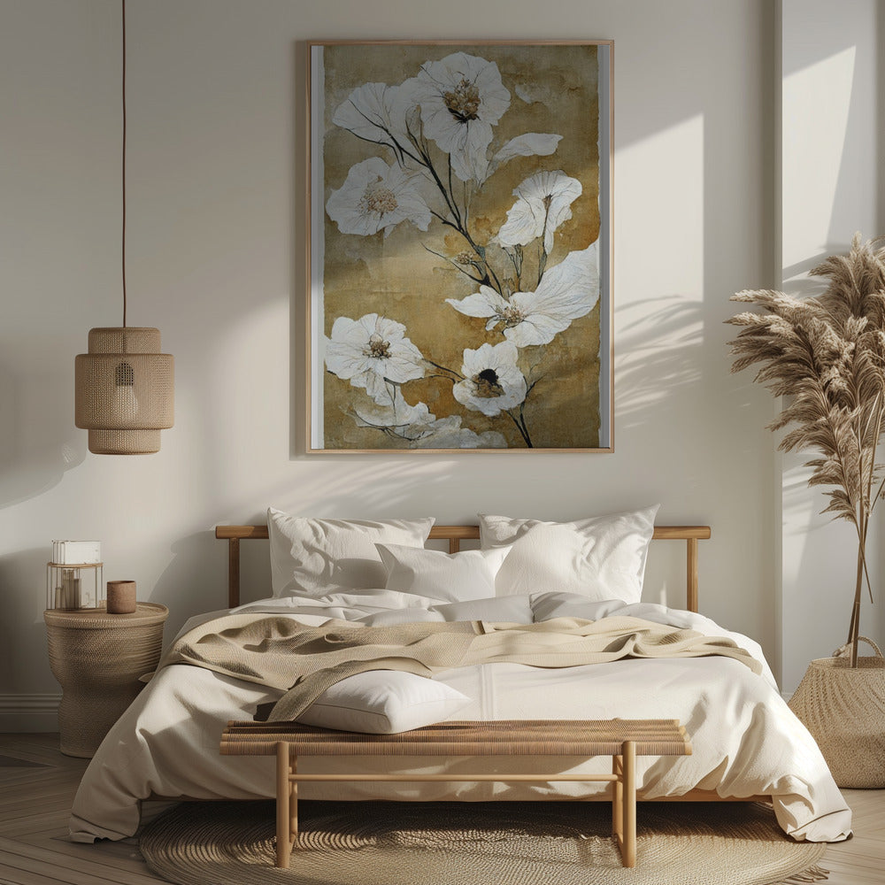 White Dry Flowers Poster