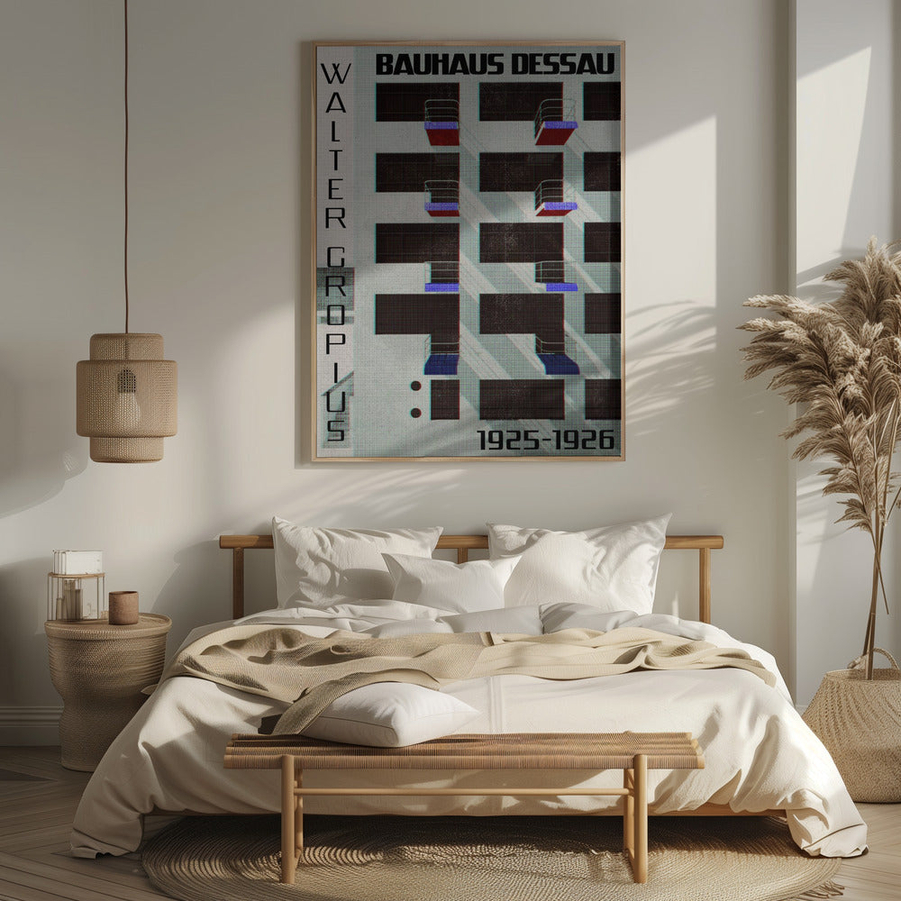 Bauhaus Dessau architecture in vintage magazine style IV Poster