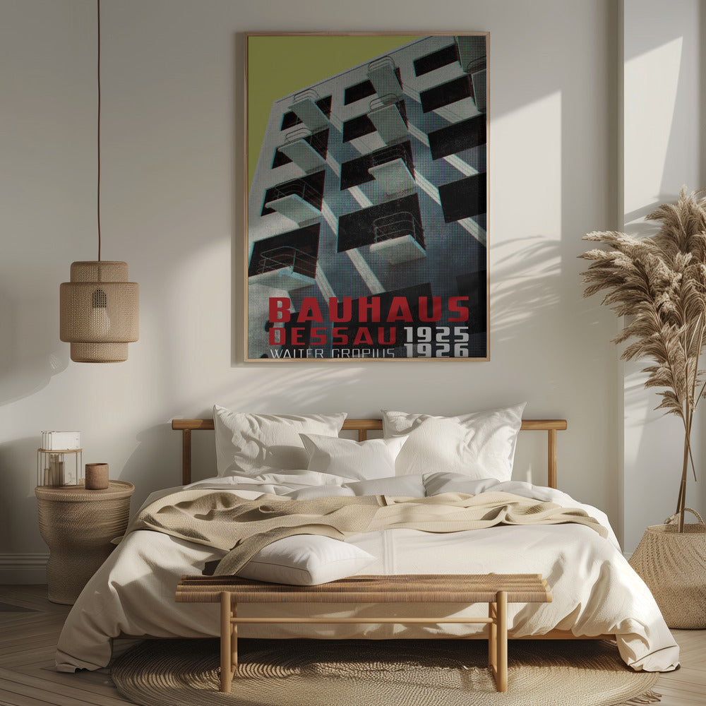 Bauhaus Dessau architecture in vintage magazine style VIII Poster