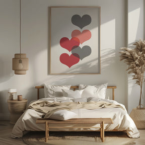 Mid century hearts in red Poster