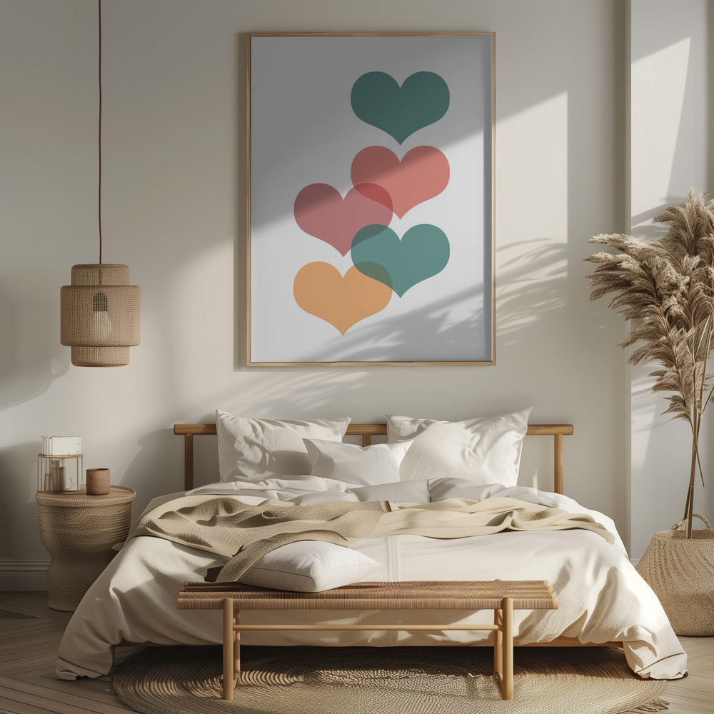 Mid century hearts Poster