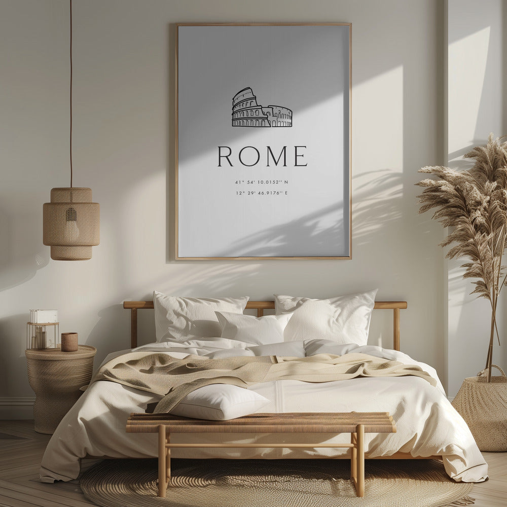 Rome coordinates with Colosseum sketch Poster