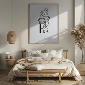 Fika line art illustration Poster