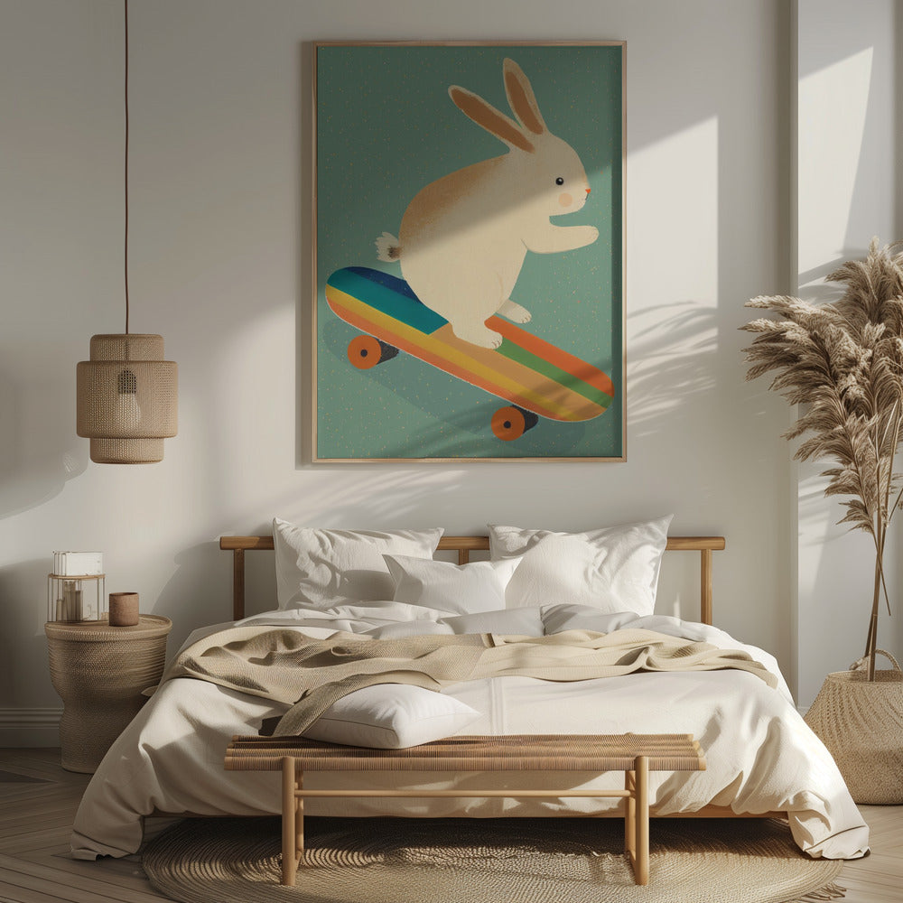 Bunny On Skateboard Poster