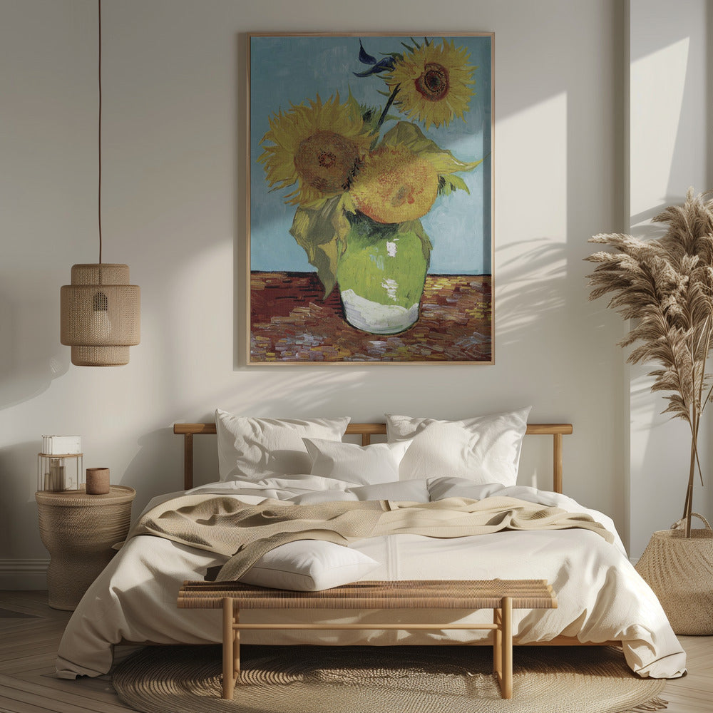 Vase With Three Sunflowers Poster