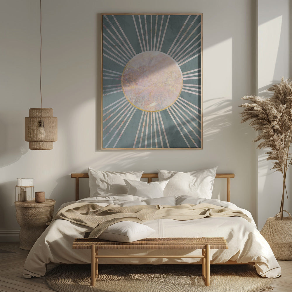 Deep Green Sun Rays Poster