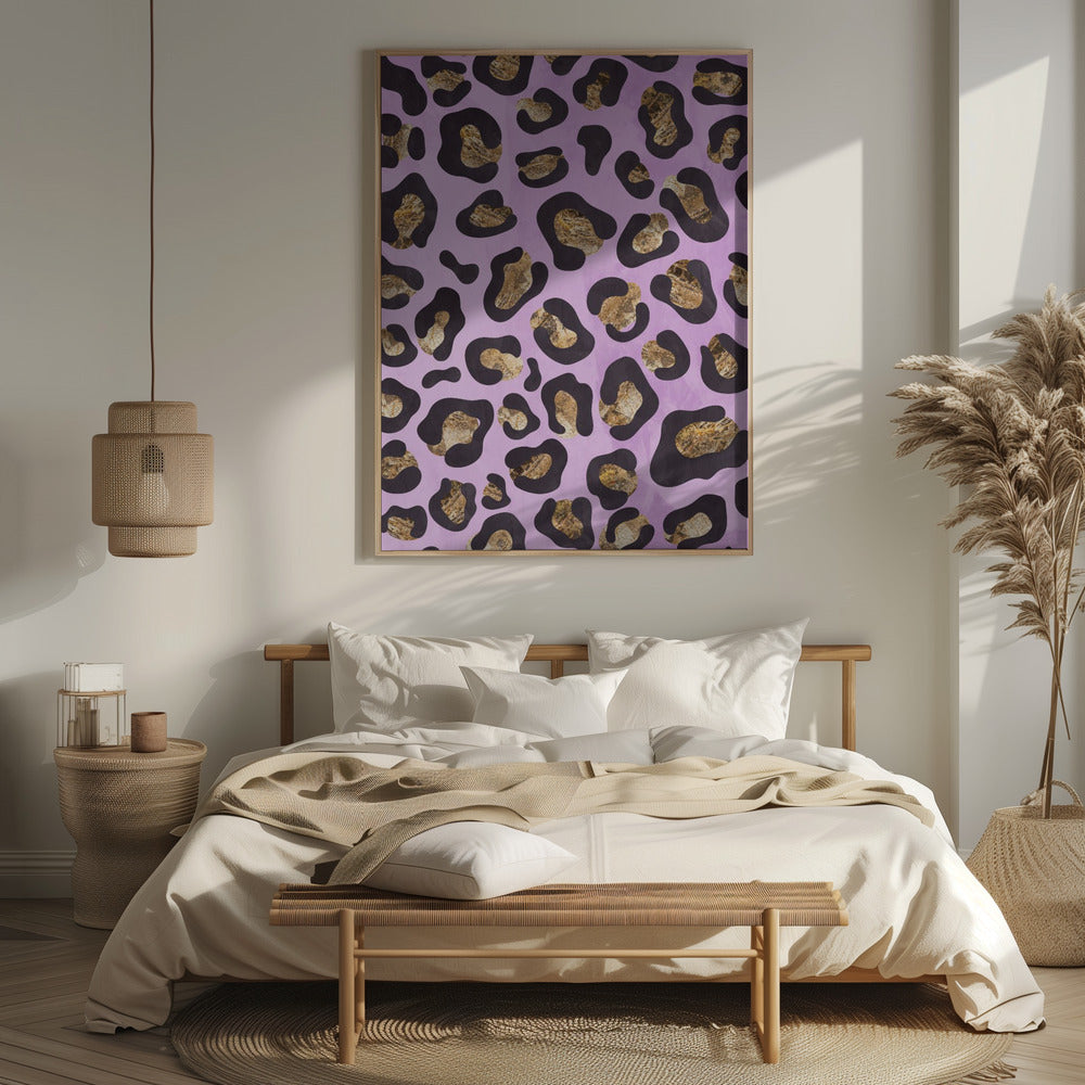 Gold leopard print pink Poster