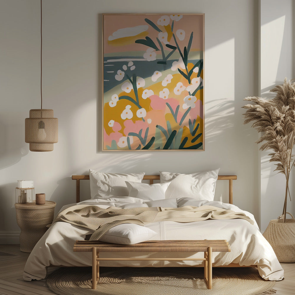 Flowers By The Sea Poster