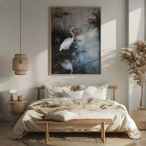 Egret in Lake Poster