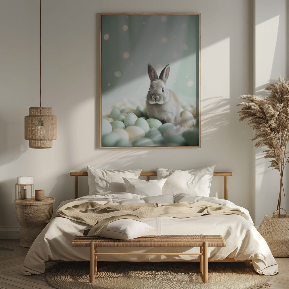 Bunny and Pastel Eggs Poster