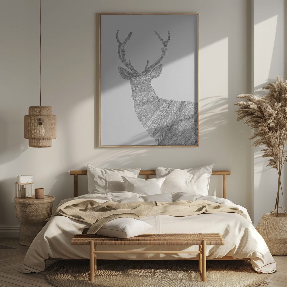 Stag Grey Poster