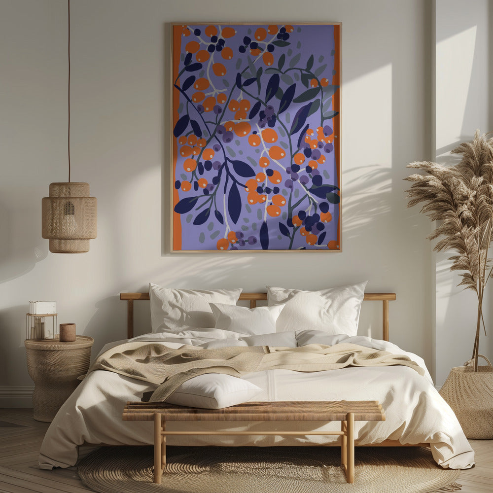 Blue And Orange Berries Poster