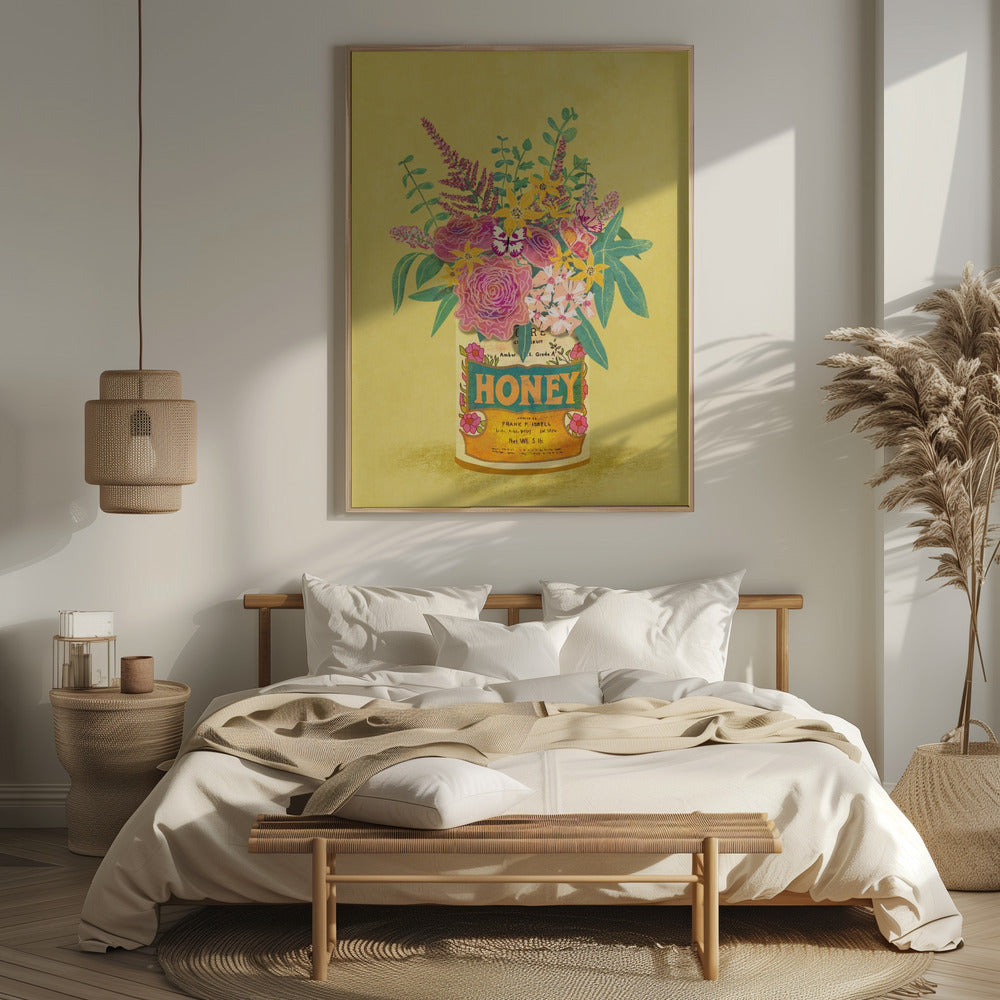 Flowers In a vintage Honey Can Poster